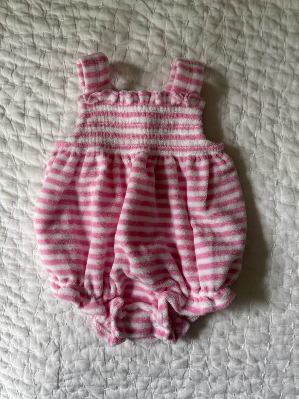 Kissy Kissy Pink and White Striped Terry Bubble One-Piece
